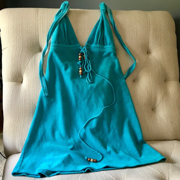 Ticci Cabana Aqua Blue Cover Up With Beads Size M - Picture 1 of 5